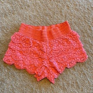 Crochet ruffle shorts
